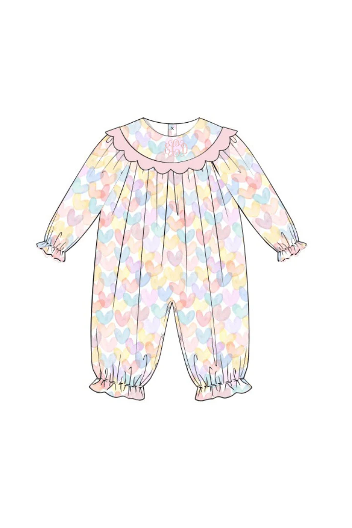 Colorful Hearts Scalloped Romper - Image 2