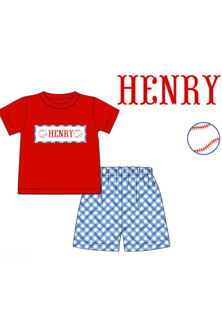Pre-Order Custom Name Smocked Baseball Short Set