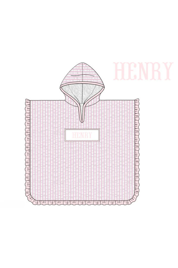 Pre- Order Custom Name Smocked Pink Seersucker Coverup
