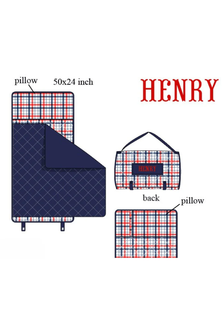 Pre-Order Custom Name Blue and Red Plaid Luggage - Image 3