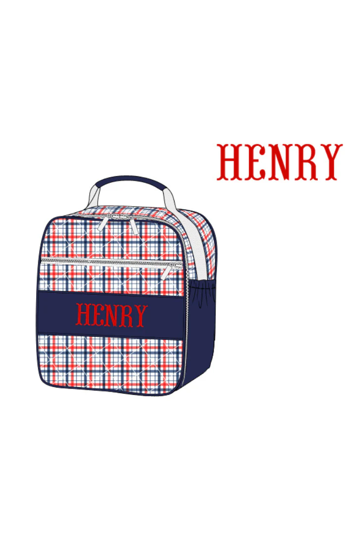 Pre-Order Custom Name Blue and Red Plaid Luggage - Image 5