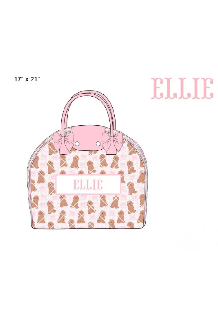 Pre-Order Custom Name Pink Golden Doodle Luggage - Image 5