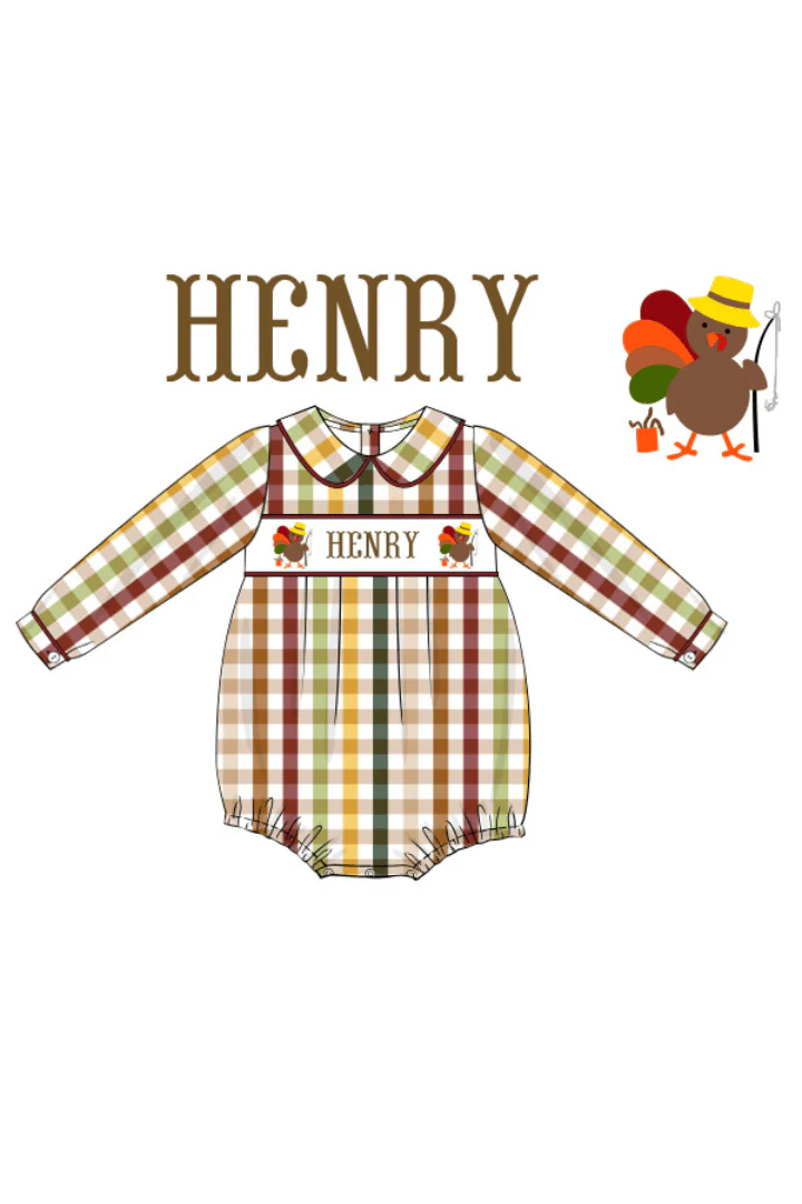 Pre-Order Custom Name Plaid Fishing Turkey Bubble