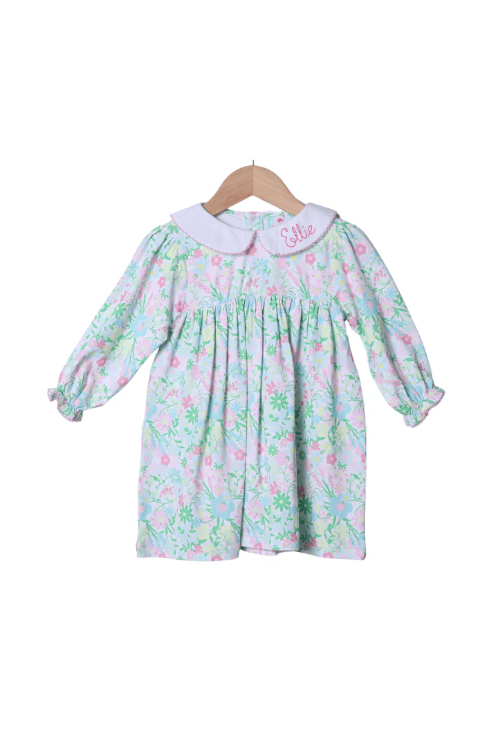 Ellie Floral Peter Pan Collar Long Sleeve Dress