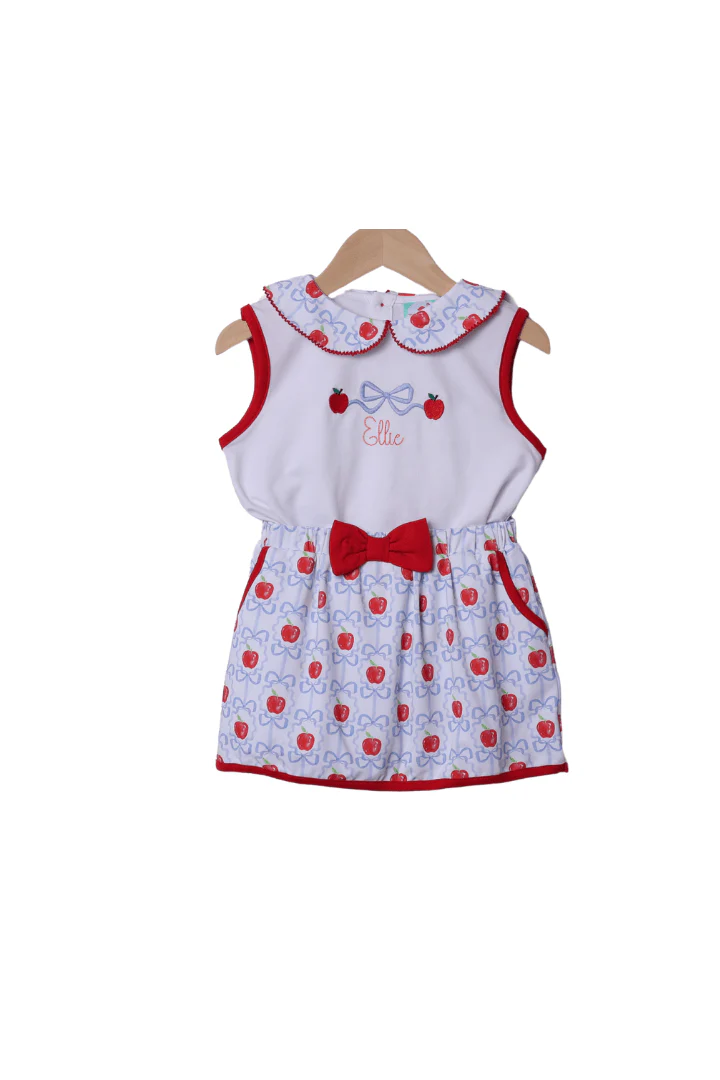 Embroidered Apple Bow Skort Set