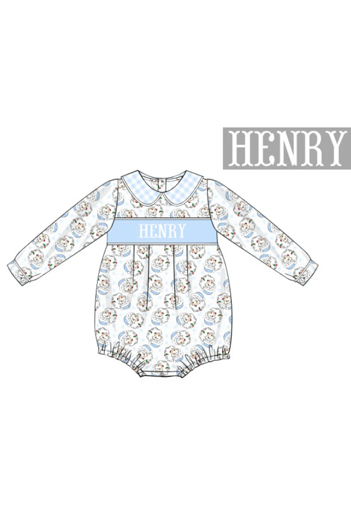 Pre-Order Embroidered Custom Name Blue Santa Bubble