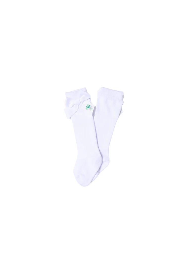 Embroidered Four Leaf Clover Bow Socks