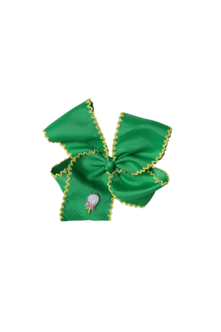 Embroidered Golf Green Grosgrain Bow