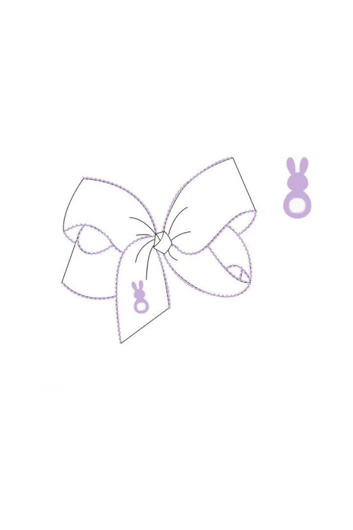 Embroidered Lavender Peep Grosgrain Bow - Image 2