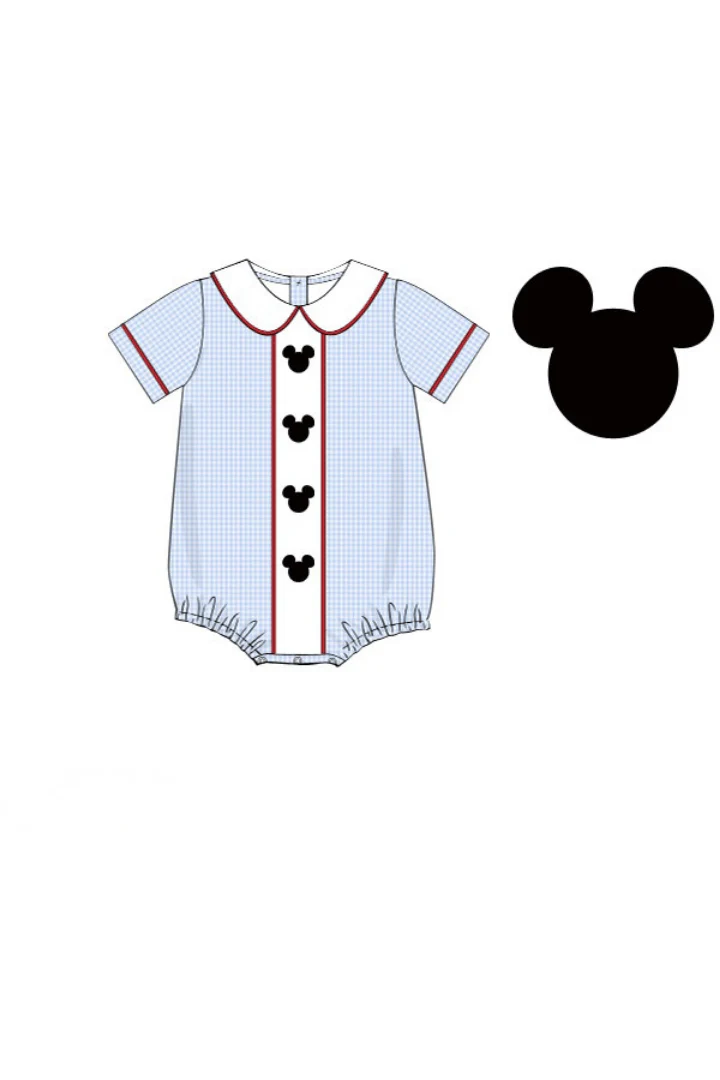 Embroidered Mouse Blue Gingham Bubble - Image 3