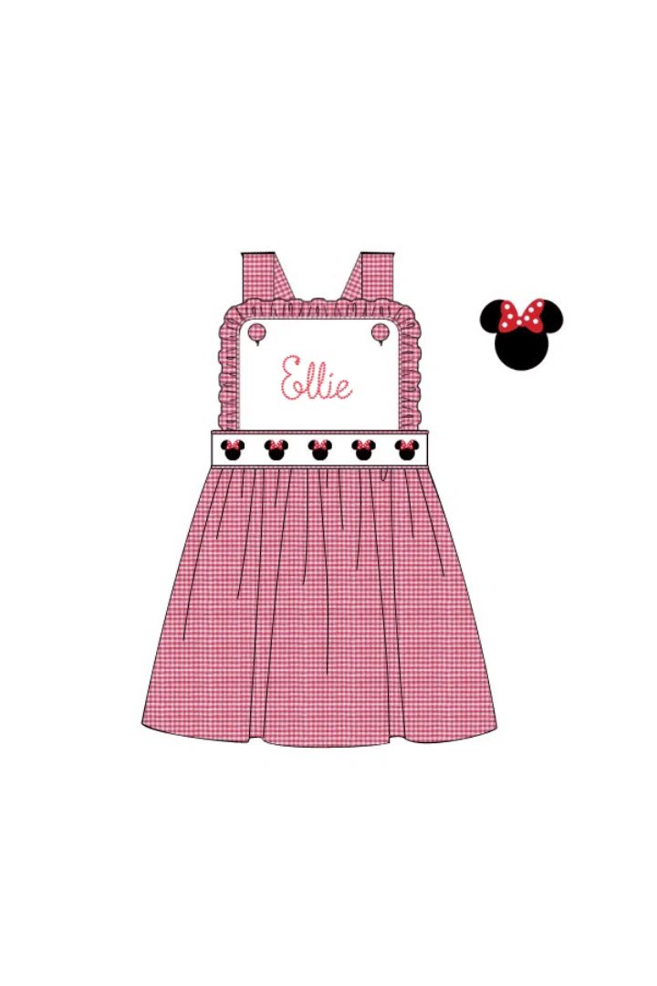 Embroidered Mouse Red Gingham Sun Dress - Image 2