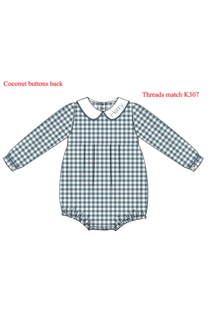 Pre-Order Custom Name Embroidered Stone Gingham Knit Bubble