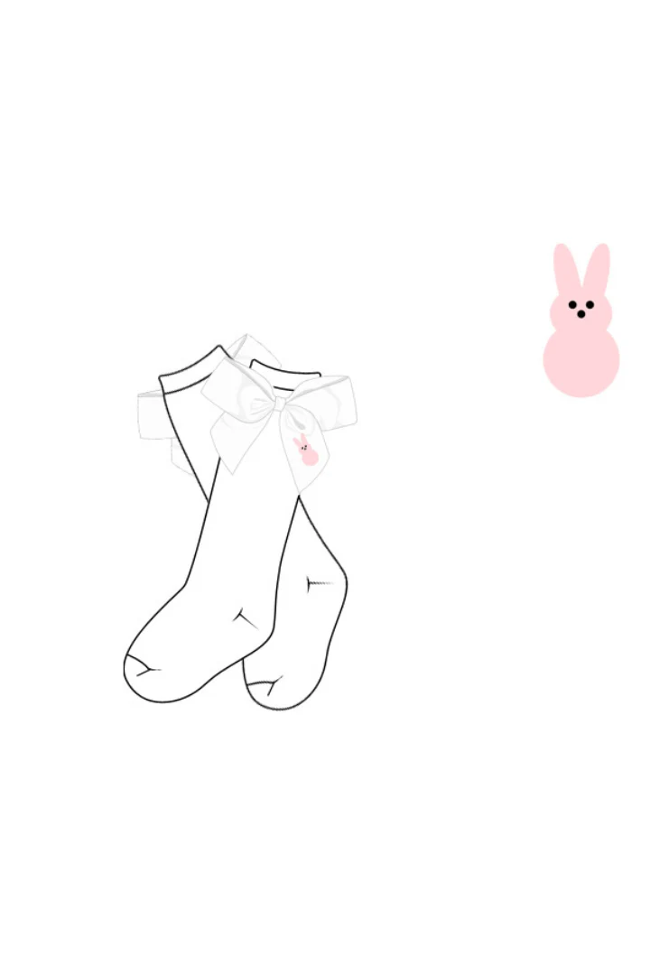Embroidered Pink Peep Bow Knee Socks - Image 2