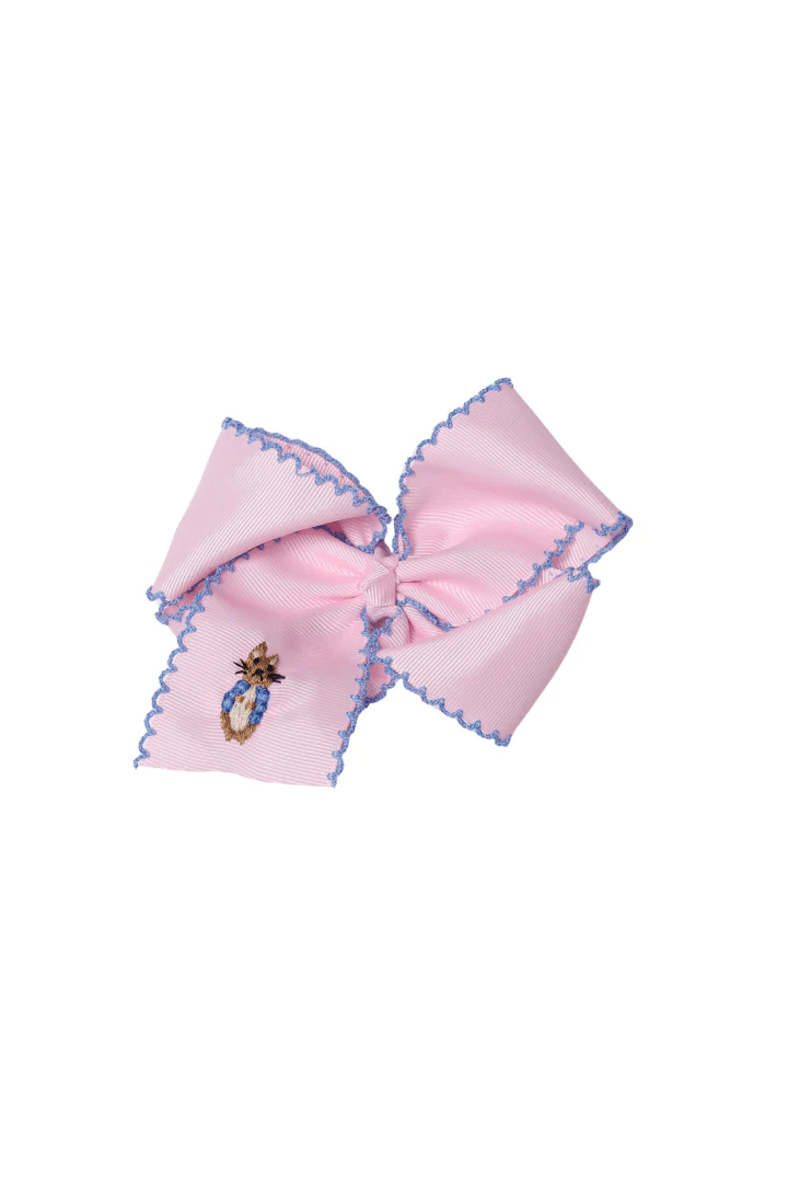 Embroidered Pink Peter Rabbit Grosgrain Bow