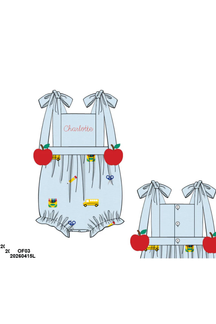 Embroidered School Days Apple Tie Bubble - Image 2