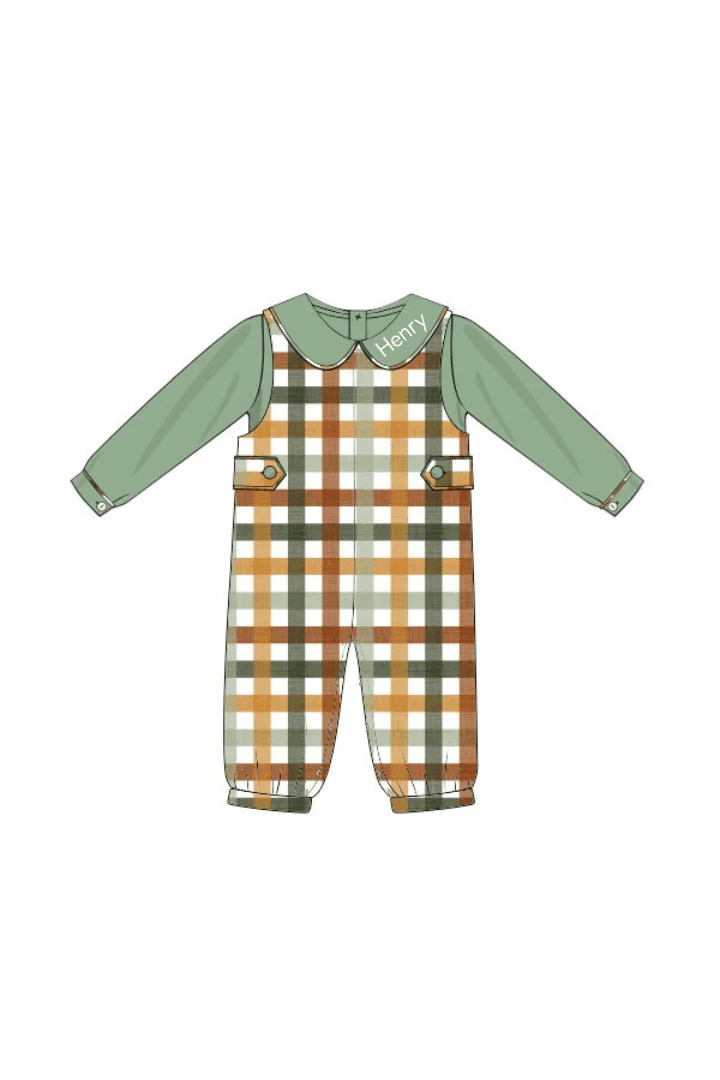 Fall Plaid Romper/Shirt Set - Image 2