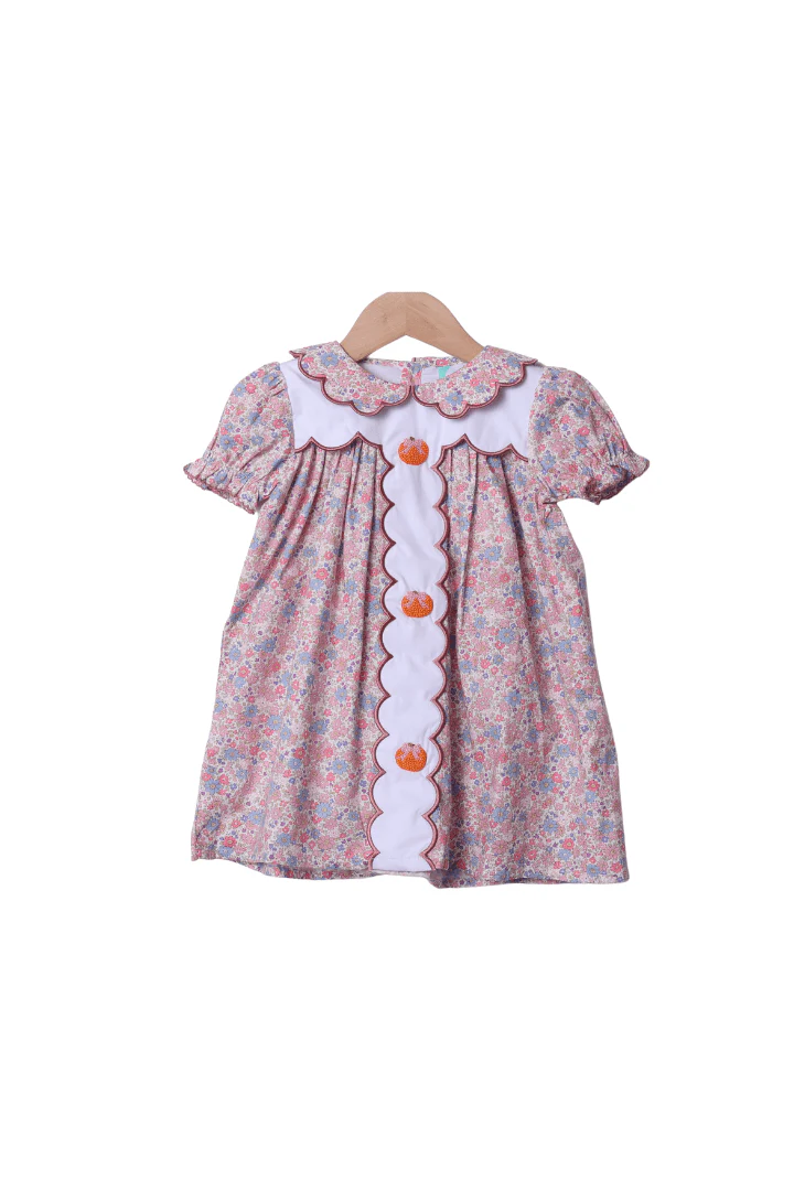 Floral Pink Bow Pumpkin Dress
