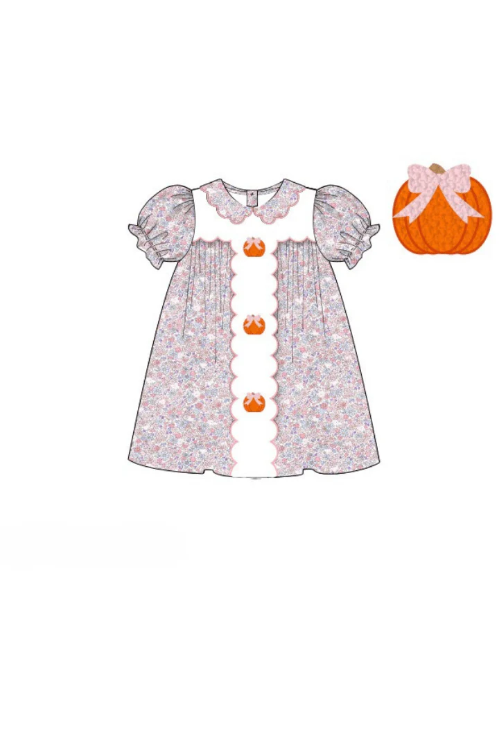 Floral Pink Bow Pumpkin Dress - Image 2