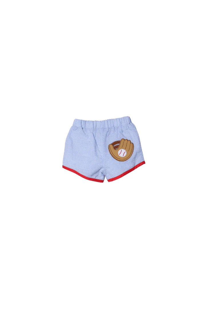French Knot Baseball Blue Seersucker Short Set - Image 2
