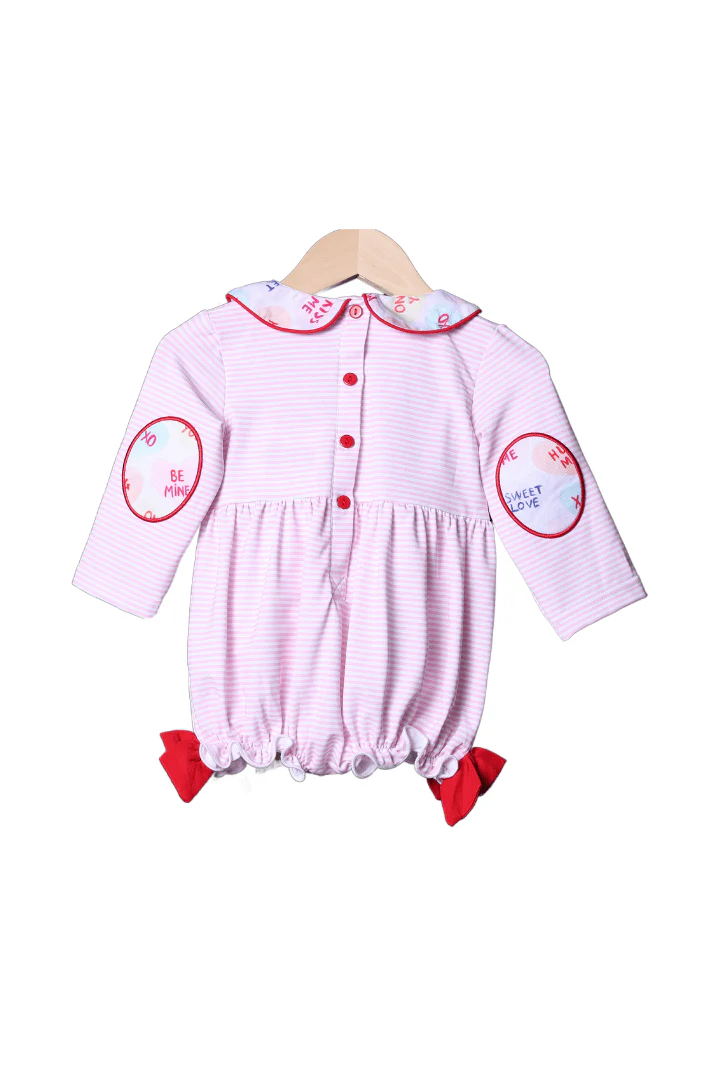 French Knot Candy Heart Pink Stripe Bubble - Image 2
