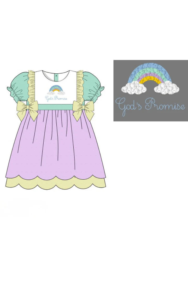 French Knot God's Promise Color Block Swiss Dot Dress - Image 2