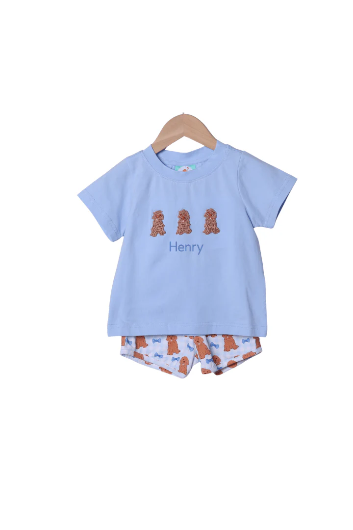 French Knot Golden Doodle Short Set