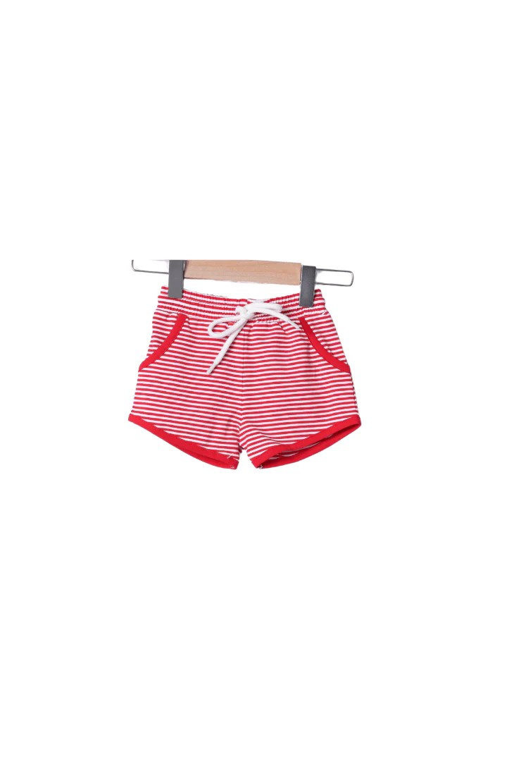 French Knot Mouse Red/Stripe Knit Short Set - Image 2