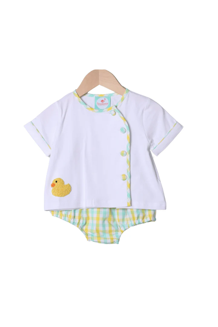French Knot Rubber Duck Plaid Diaper Set