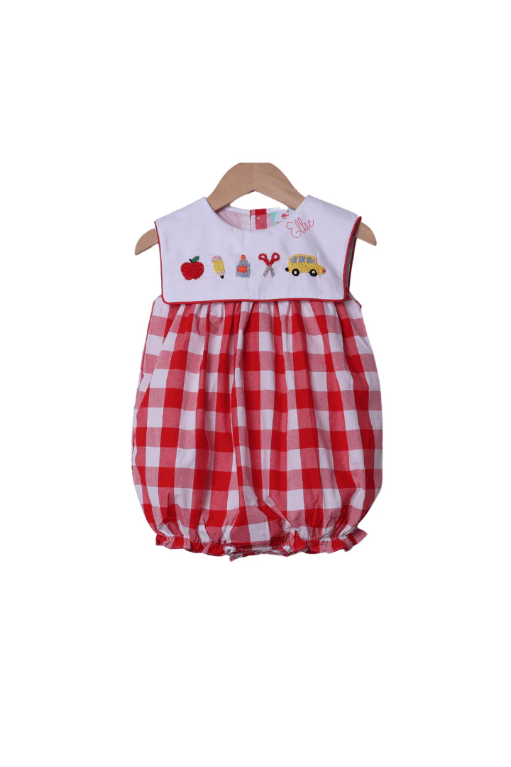 French Knot School Supplies Red Gingham Bubble