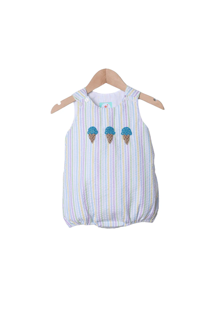 French Knot Ice Cream Seersucker Stripe Bubble