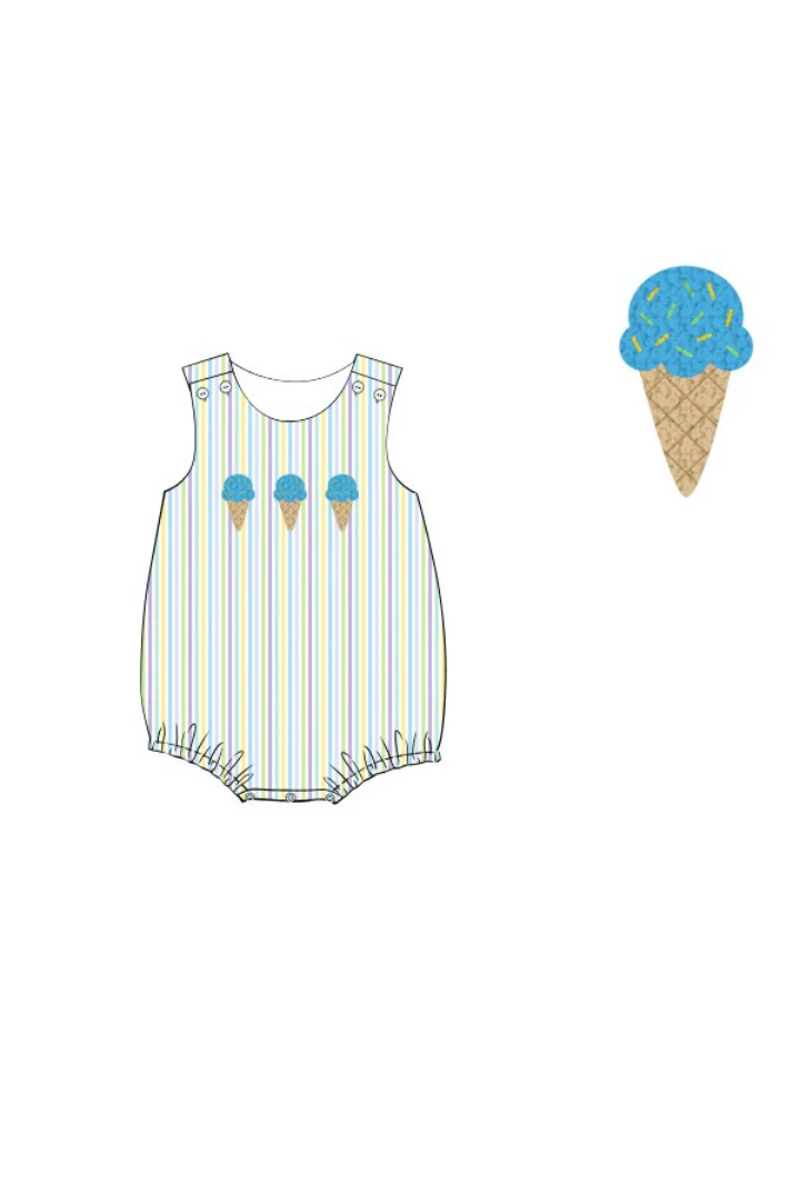 French Knot Ice Cream Seersucker Stripe Bubble - Image 2