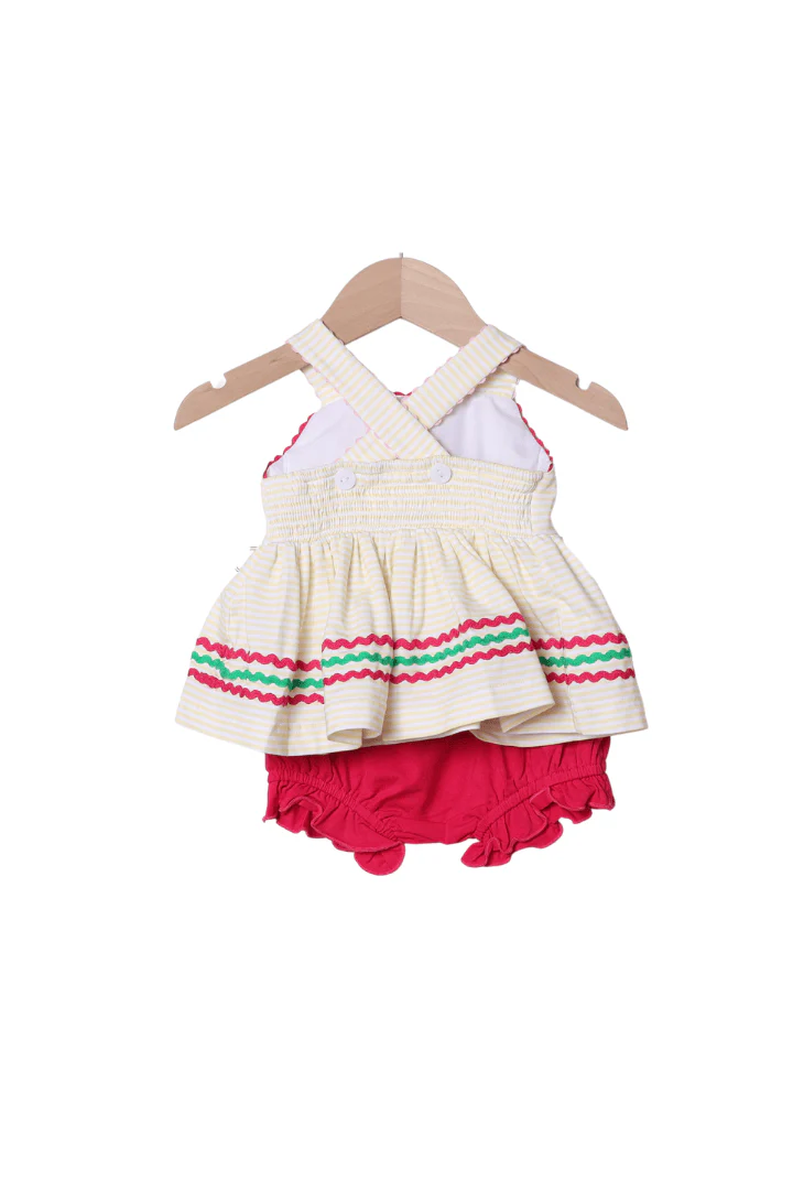 French Knot Turtle Yellow/Pink Stripe Bloomer Set - Image 2