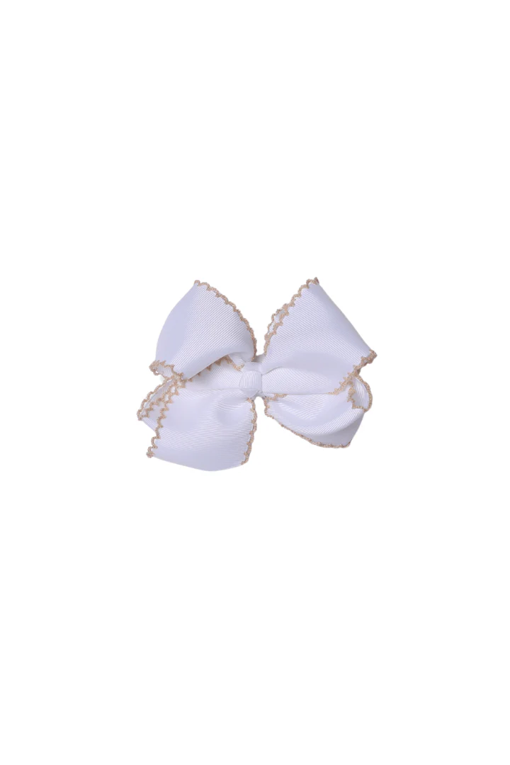 Grosgrain Bow White/Tan