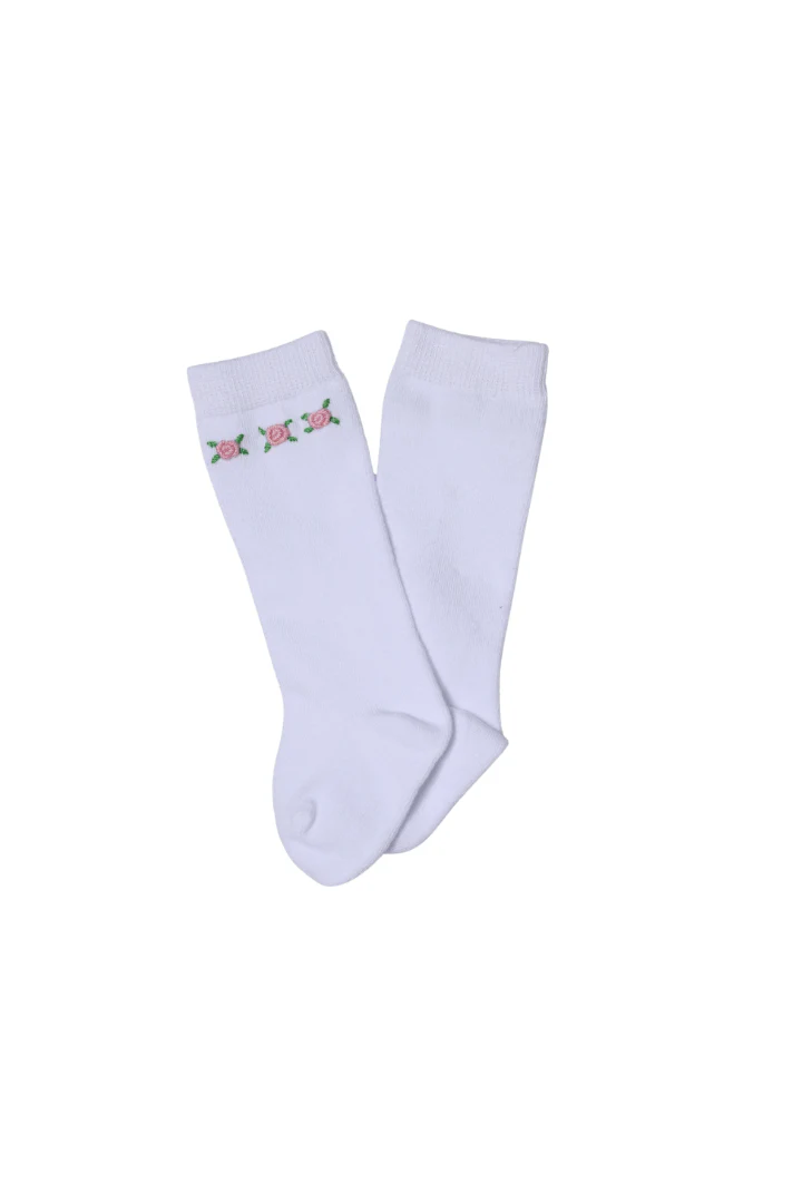 Hand Embroidered Rosette Socks