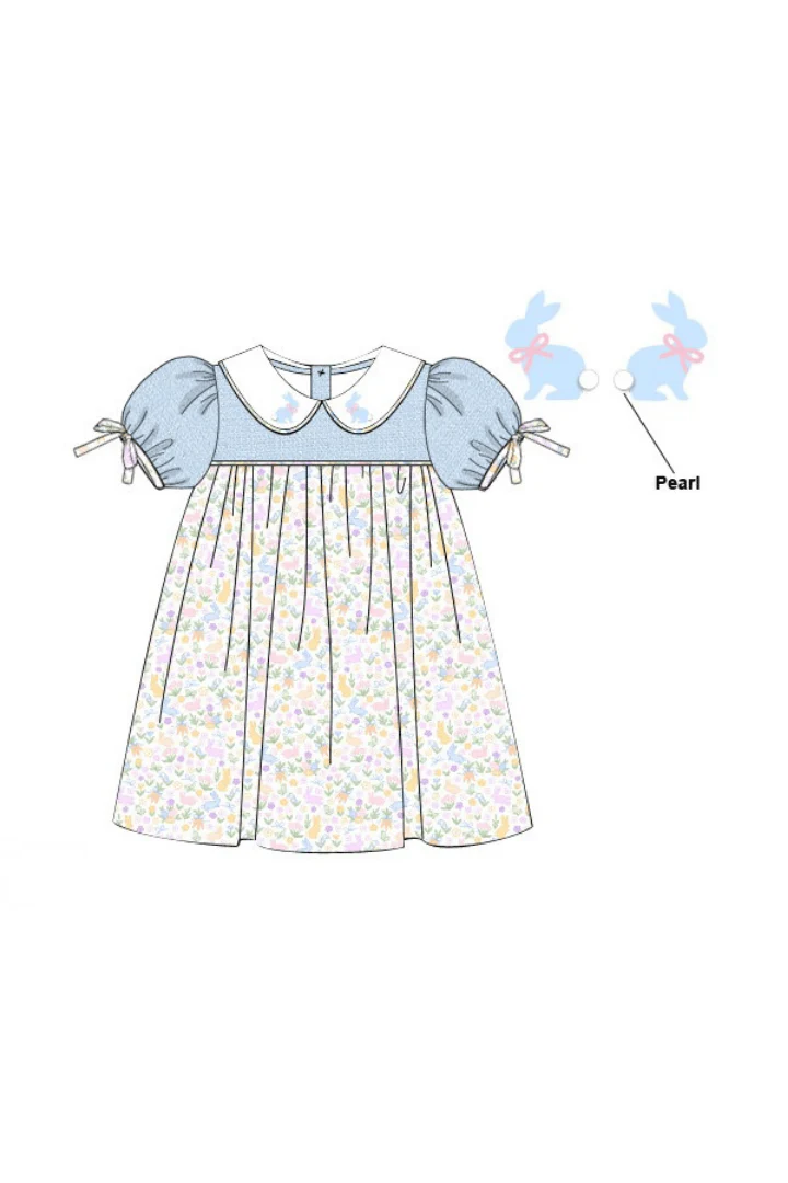 Hand Embroidered Sweet Bunny Pearl Dress - Image 2