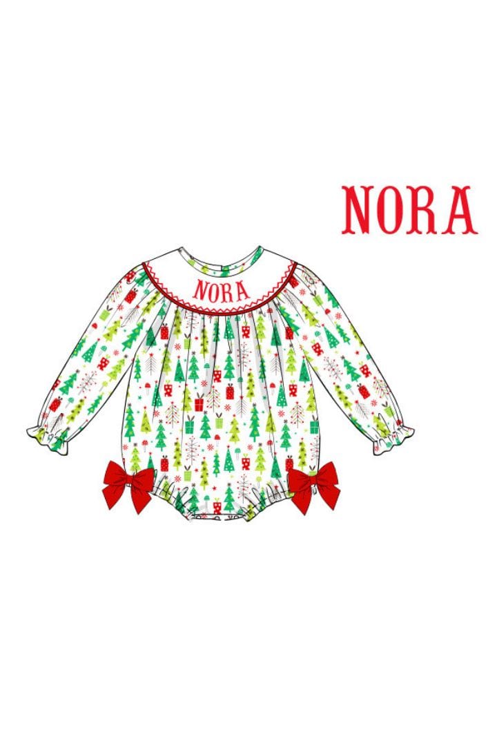 Pre-Order Hand Smocked Custom Name Festive Bubble