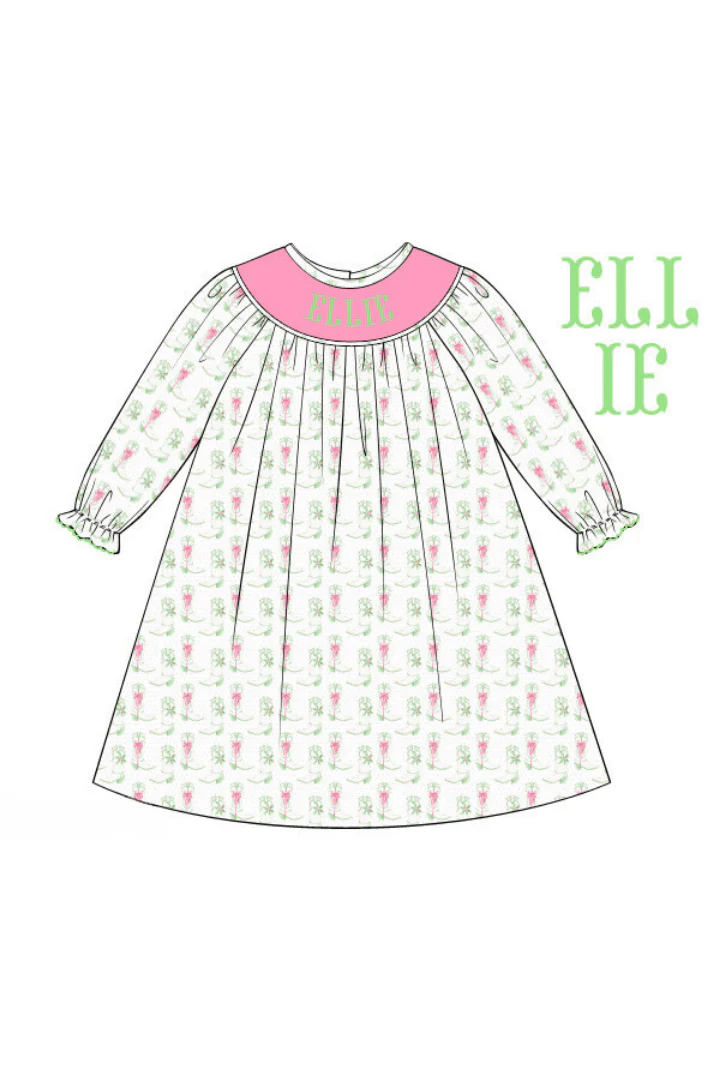Pre-Order Hand Smocked Custom Name Holiday Boots Dress