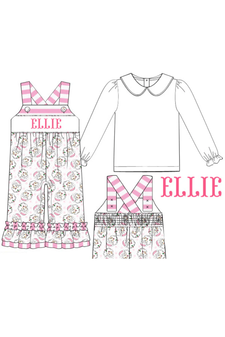 Pre-Order Hand Smocked Custom Name Santa Romper
