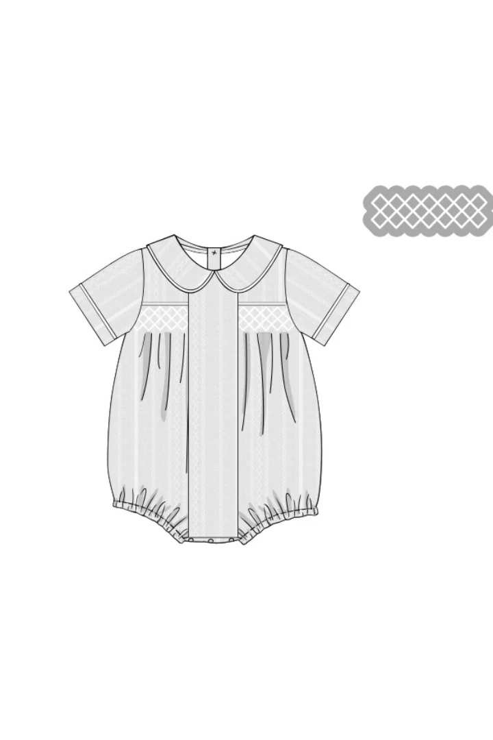 Heirloom White Linen Smocked Bubble - Image 2