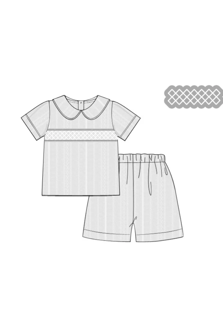 Heirloom White Linen Smocked Short Set - Image 2