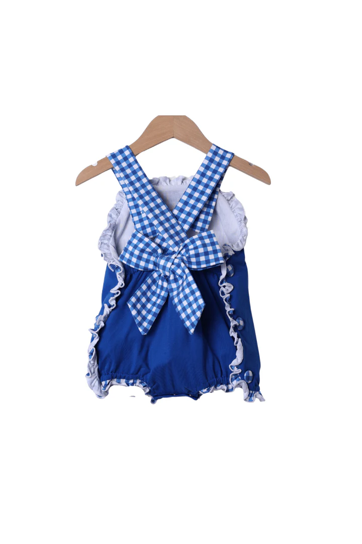 Kentucky Blue Gingham Knit Sunsuit - Image 2