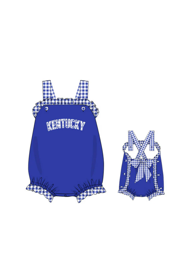 Kentucky Blue Gingham Knit Sunsuit - Image 3