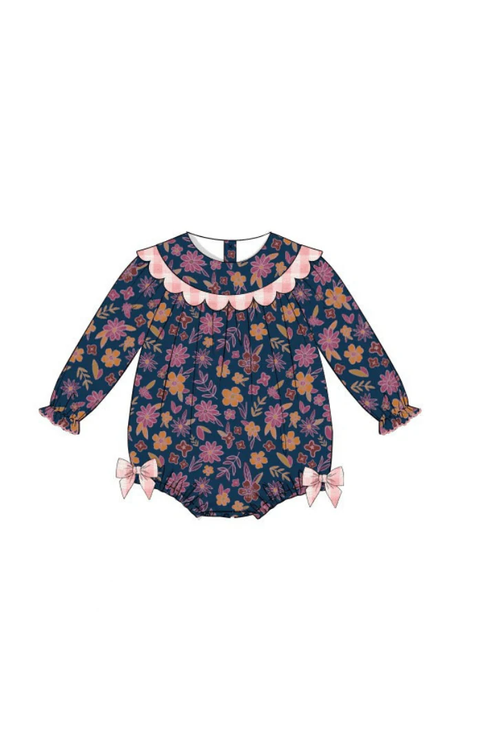 Navy Fall Floral Scalloped Bubble - Image 2