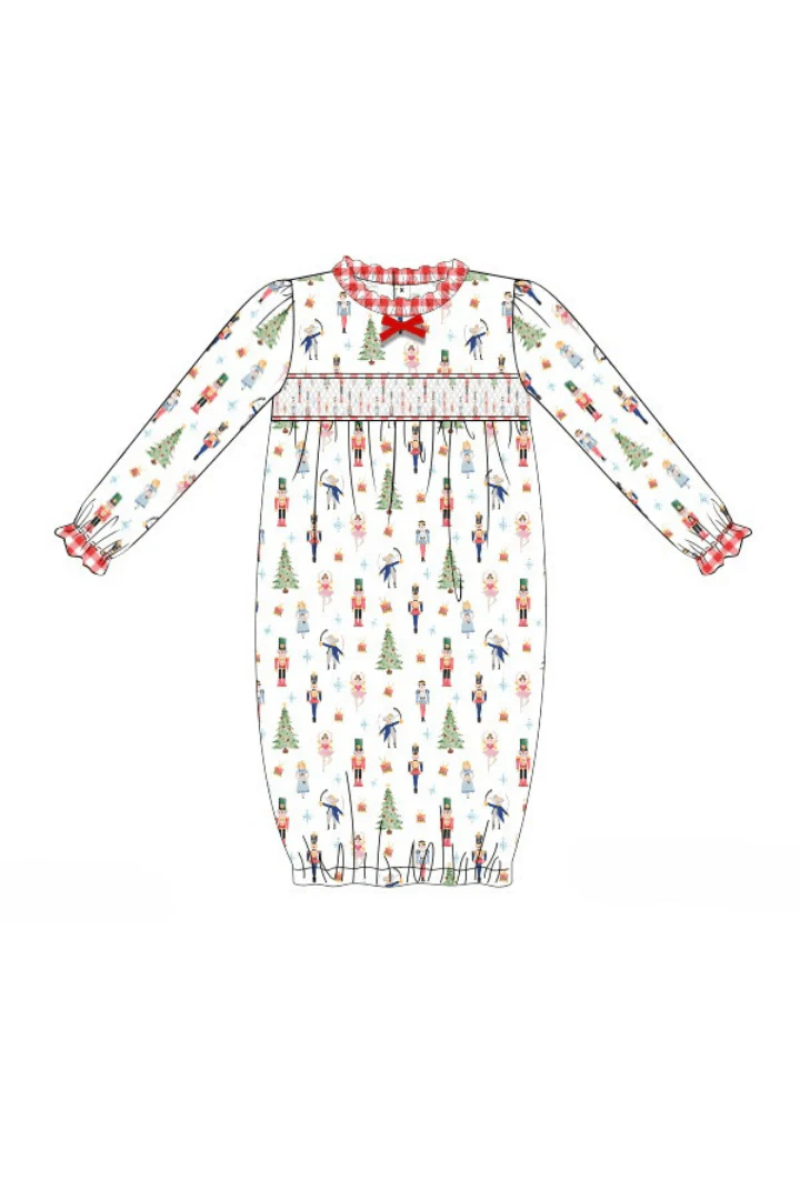Smocked Nutcracker Layette Gown - Image 2