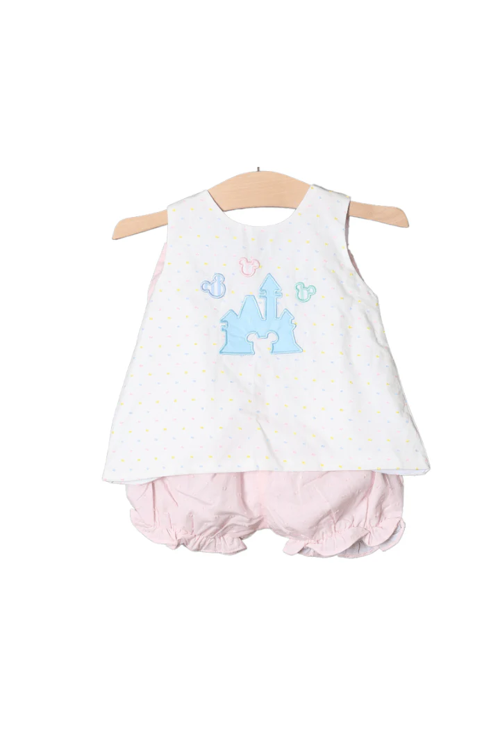 Pastel Swiss Dot Applique Castle Bow Set