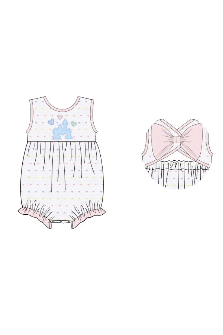 Pastel Swiss Dot Applique Magical Castle Bow Bubble - Image 3