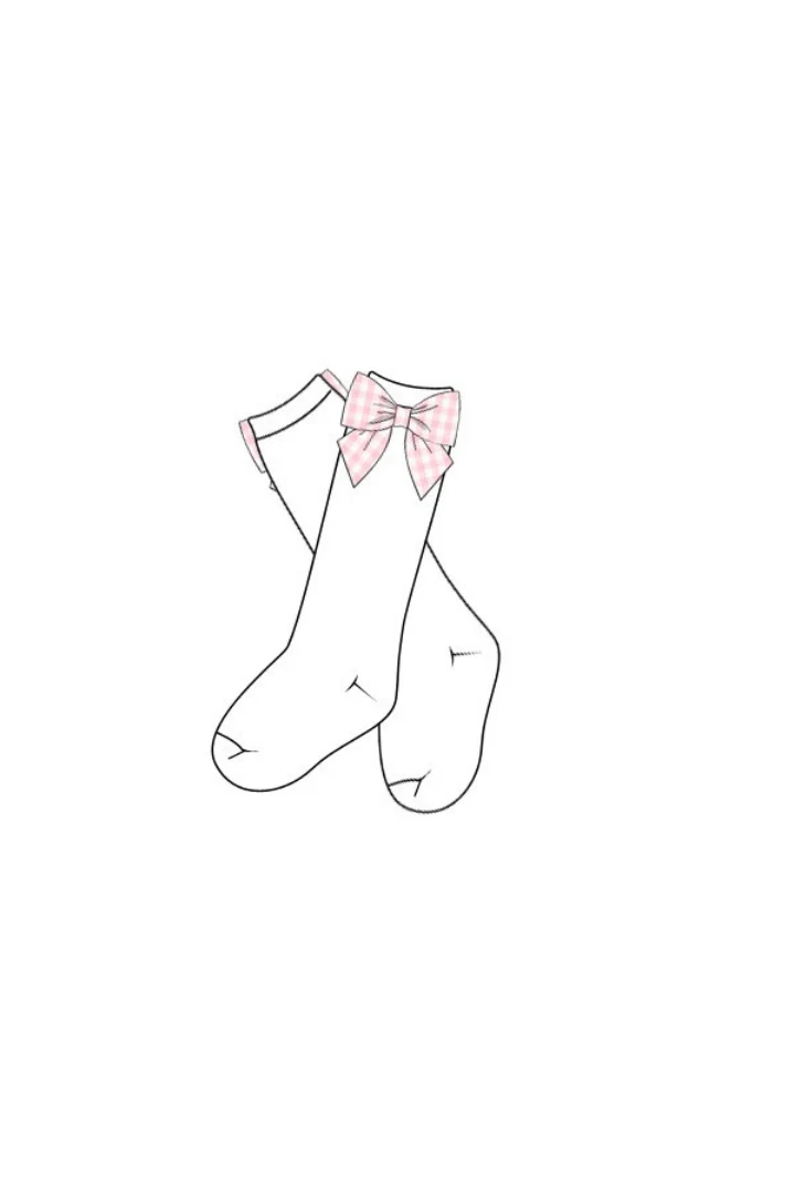 Pink Gingham Bow Socks - Image 3