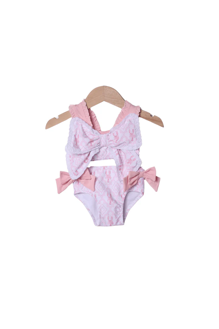 Pink Lobster Bow Swimsuit
