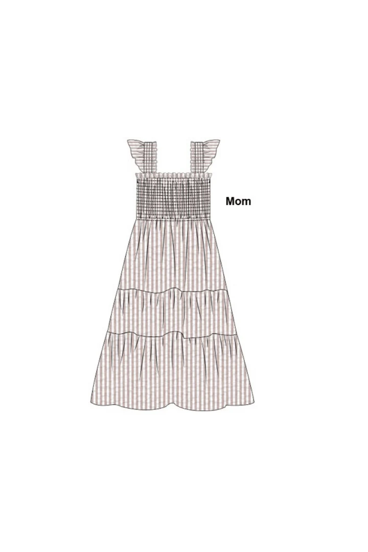 Smocked Khaki Seersucker Mom Dress - Image 2