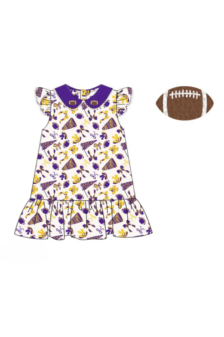 Purple and Gold French Knot Football Dress - Image 2